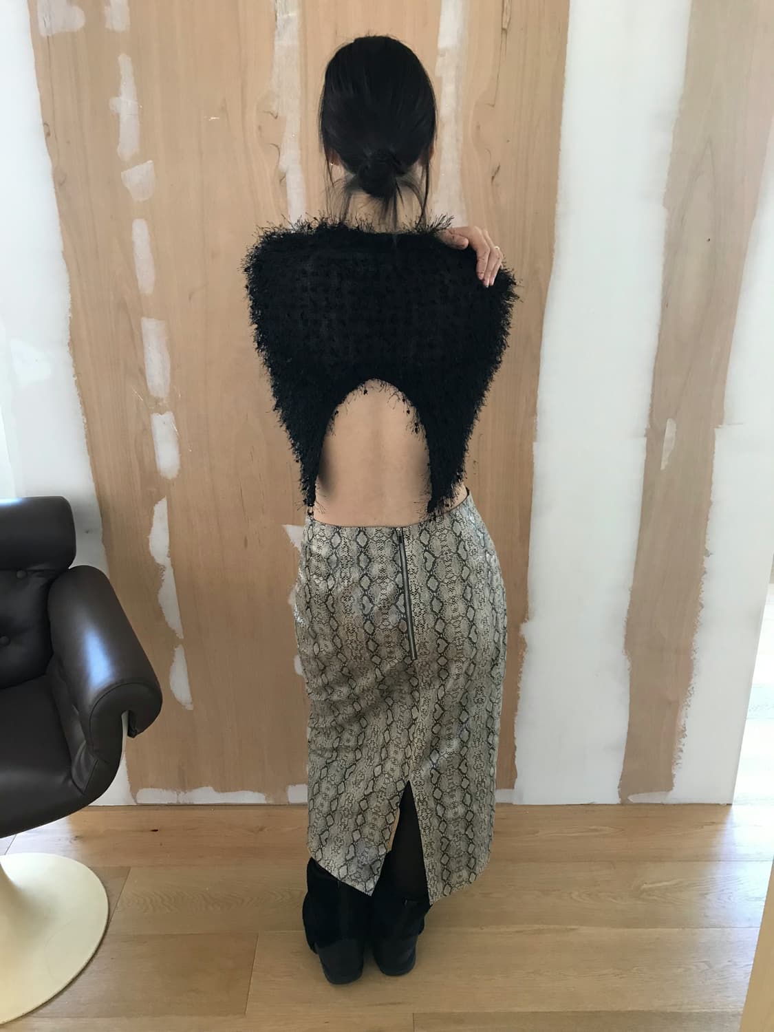 vintage black slit top 상품이미지1