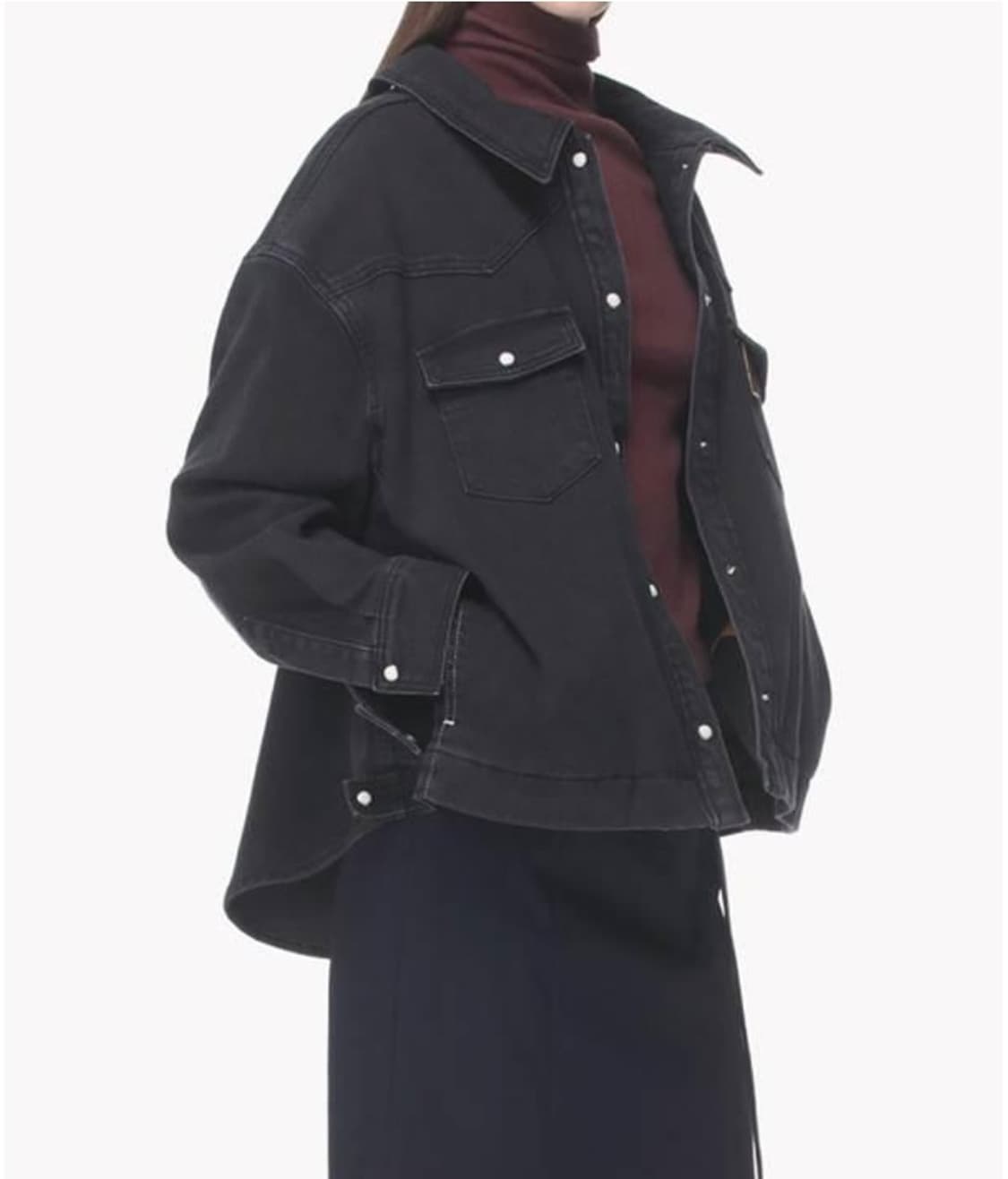 한섬 시스템 스냅버튼 오버핏 데님 셔츠 자켓 82-94-160사이즈 상품이미지1