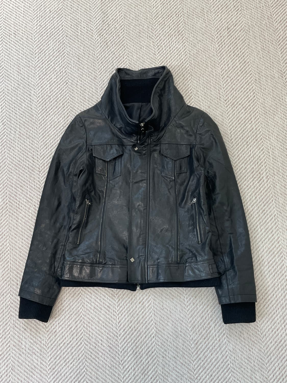 빈티지 이태리 하이넥 양가죽 레더 자켓  y2k goa J03925 상품이미지3