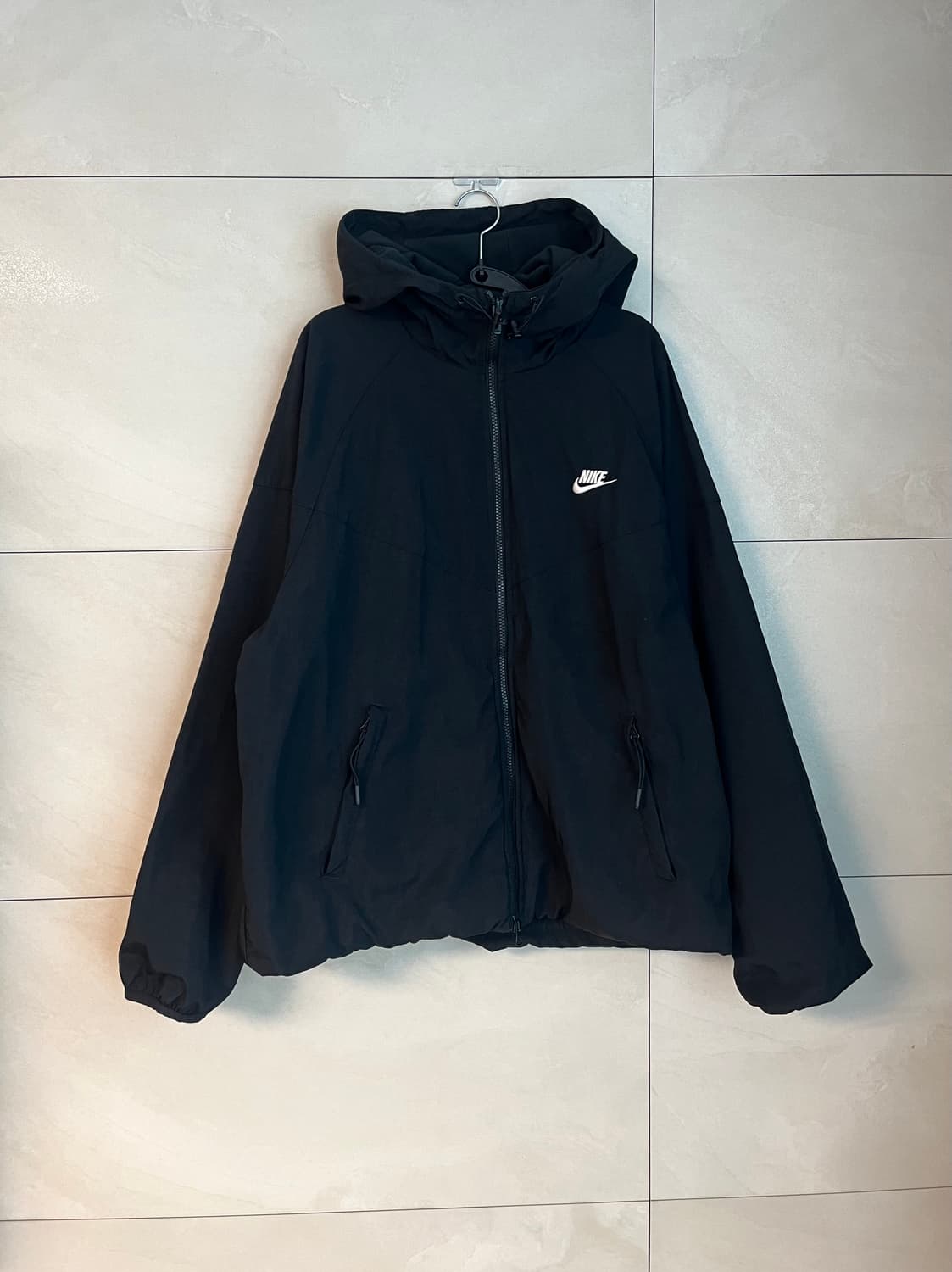 [2XL/110] 나이키 윈드러너 우븐 기모 바람막이 자켓 블랙 상품이미지1