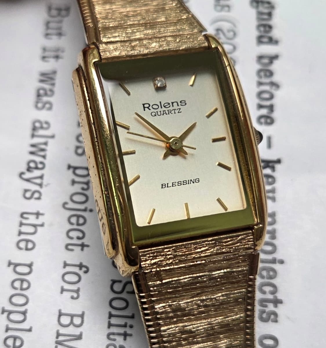 데드스탁] 빈티지 로렌스 블레싱 사각탱크 쿼츠 여성용 브레이슬릿 ver. 상품이미지1