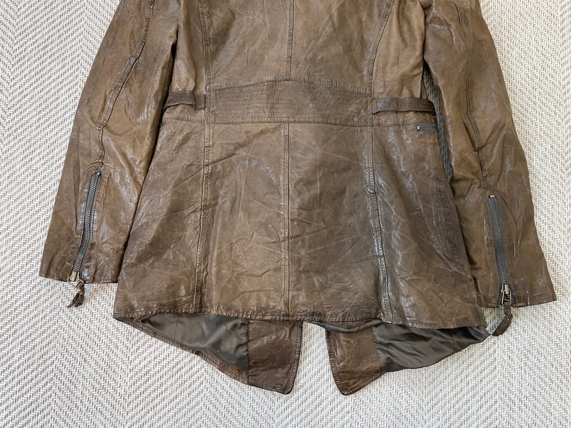 빈티지 fxa 양가죽 뱀피 텍스처 벨티드 브라운 자켓 y2k J03920 상품이미지6