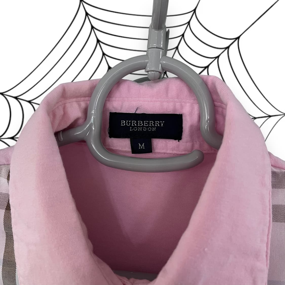 정품 여성 버버리 노바체크 핑크 반팔 카라티 상품이미지4