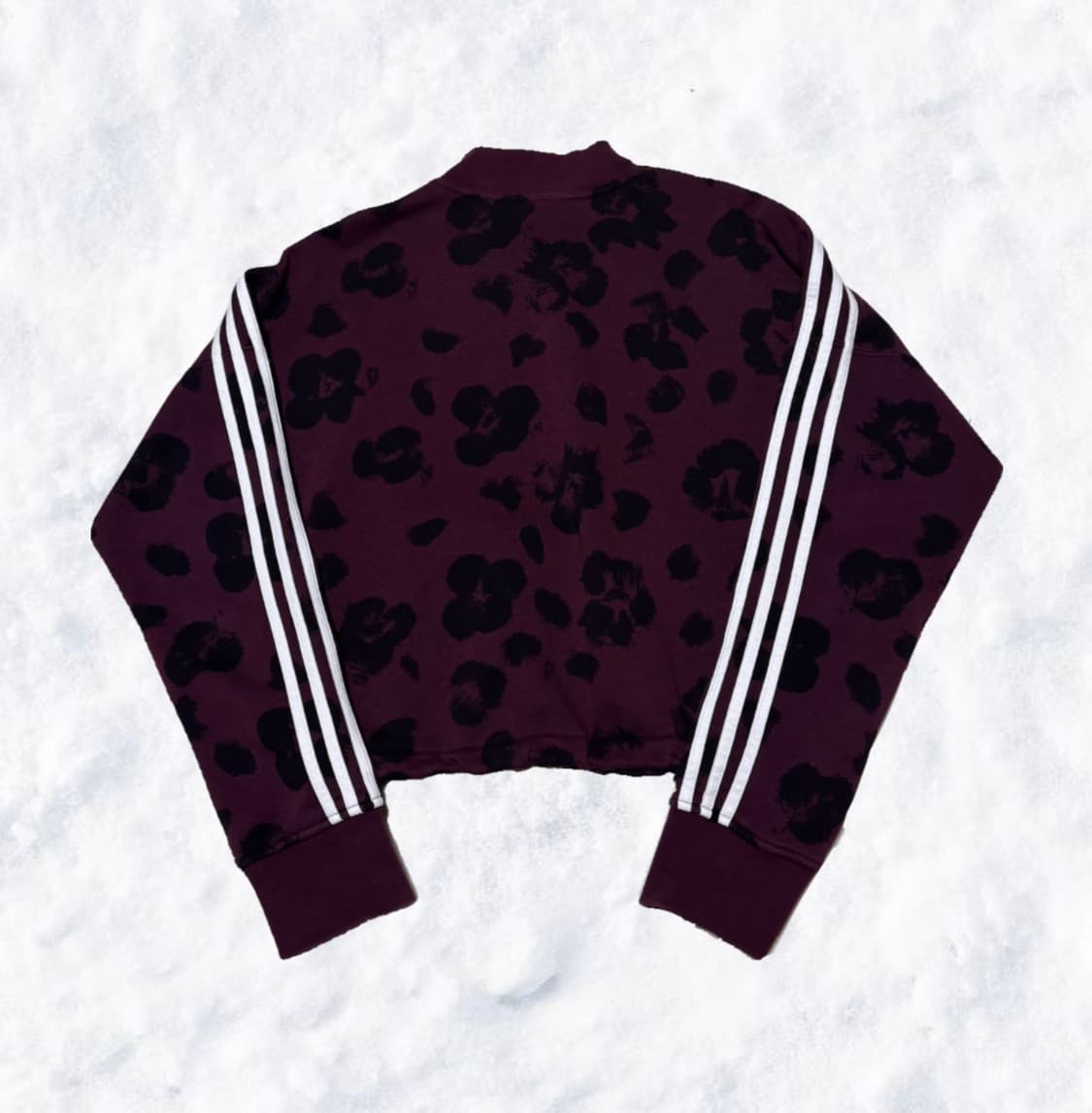 아디다스 와인버건디 레오파드 크롭 반집업 맨투맨 상품이미지2