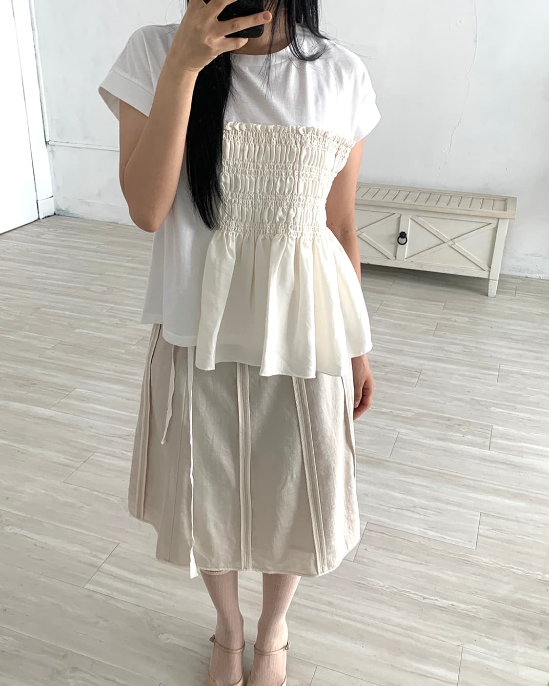 Light Beige Midi Skirt 상품이미지4