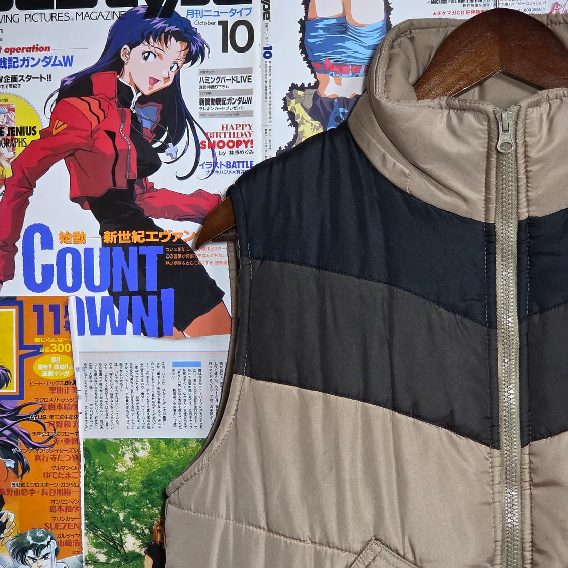 JPN 브라운 배색 패딩 베스트 상품이미지3