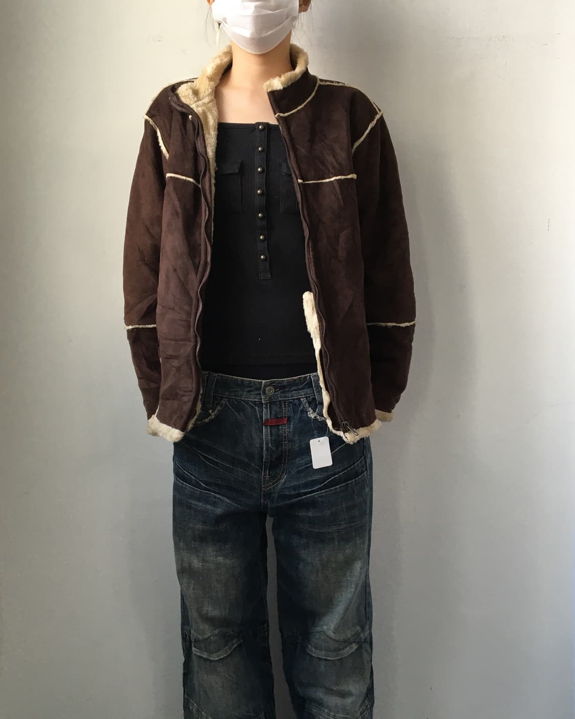 Line detail high neck fake fur mustang 상품이미지10