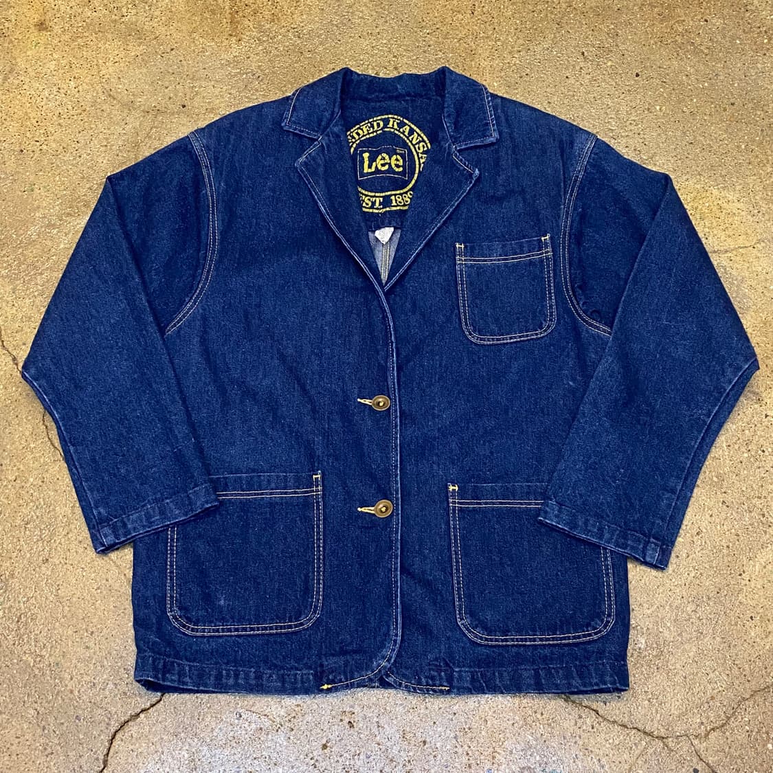 레어 90s Made in USA 빈티지 Lee 블레이저 데님자켓 청자켓 상품이미지1