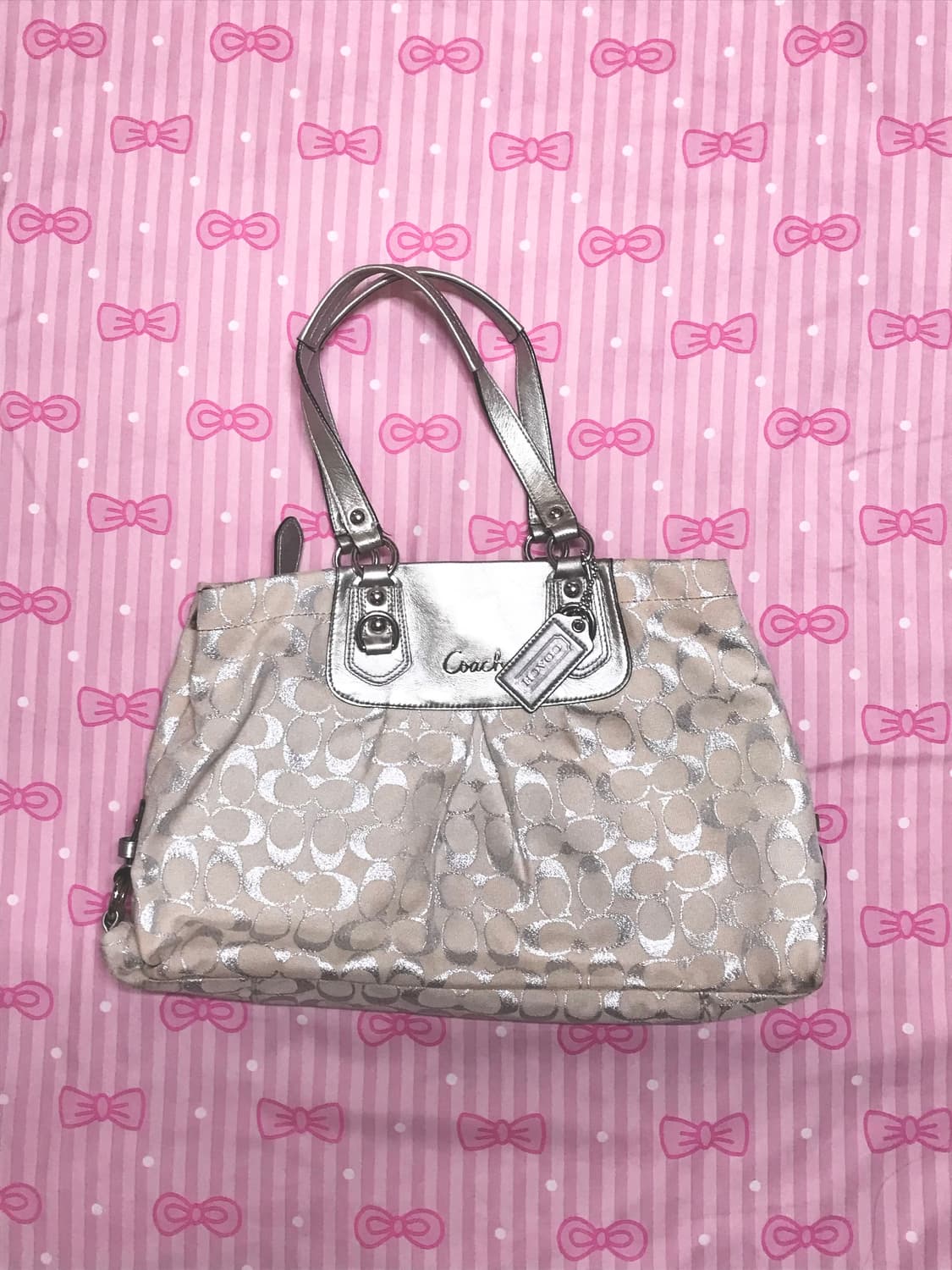 코치 시그니처 패턴 메탈 빅백 y2k 갸루 보부상 상품이미지1