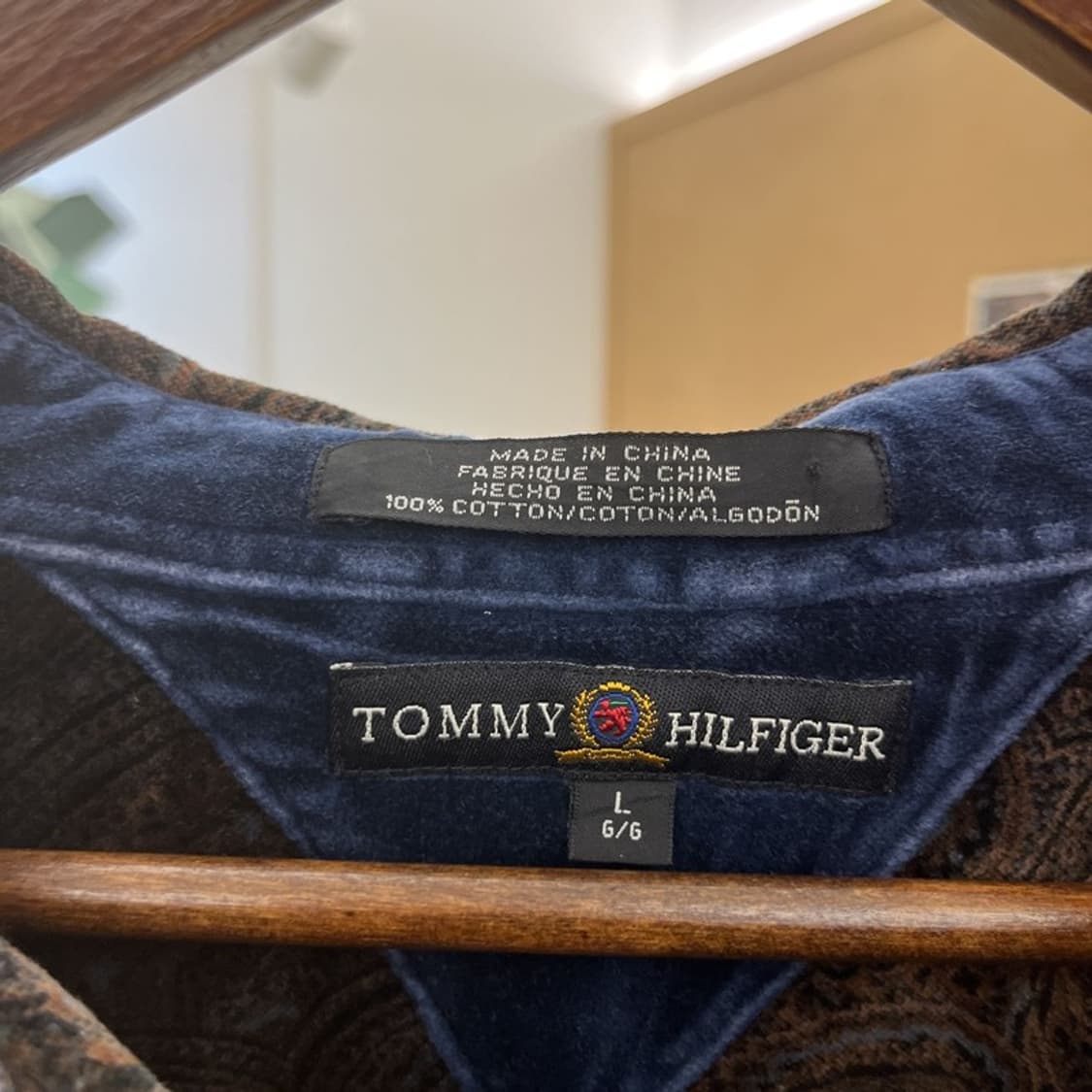 타미힐피거 90's 스트릿 펑크 페이즐리 벨벳 셔츠 L C09755 상품이미지5