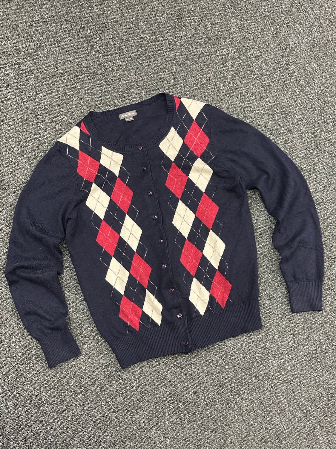 OS)여성 빈티지 아가일 패턴 가디건 상품이미지1