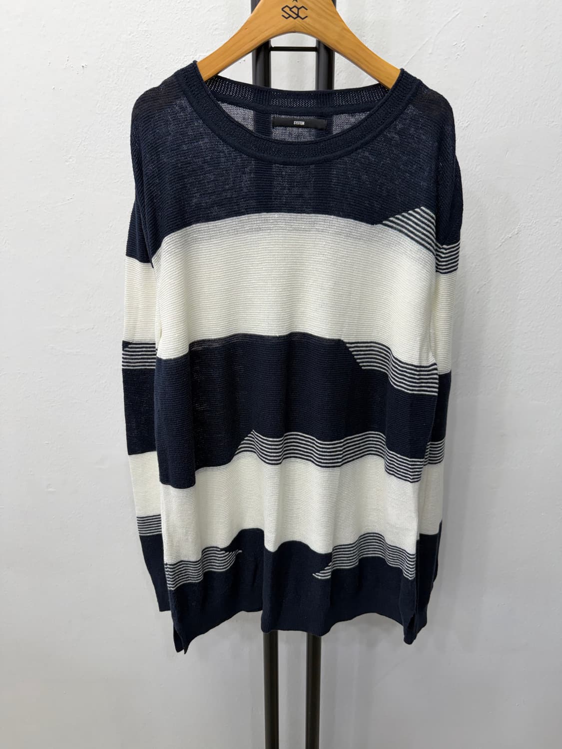 정품) 시스템옴므 한섬스트라이프 니트 100 상품이미지1