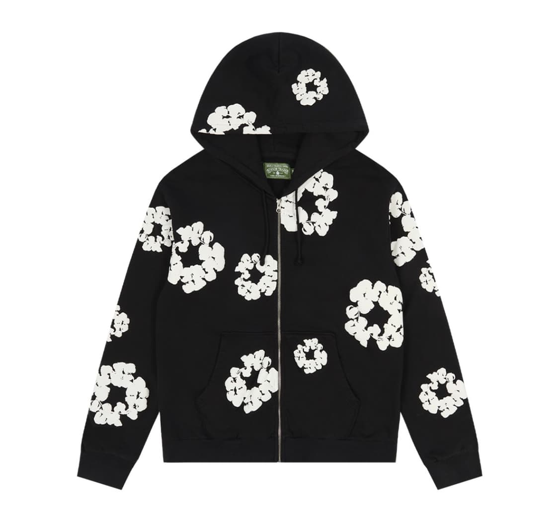 (L) 데님티어스 코튼 후드 집업 블랙 새제품 상품이미지1