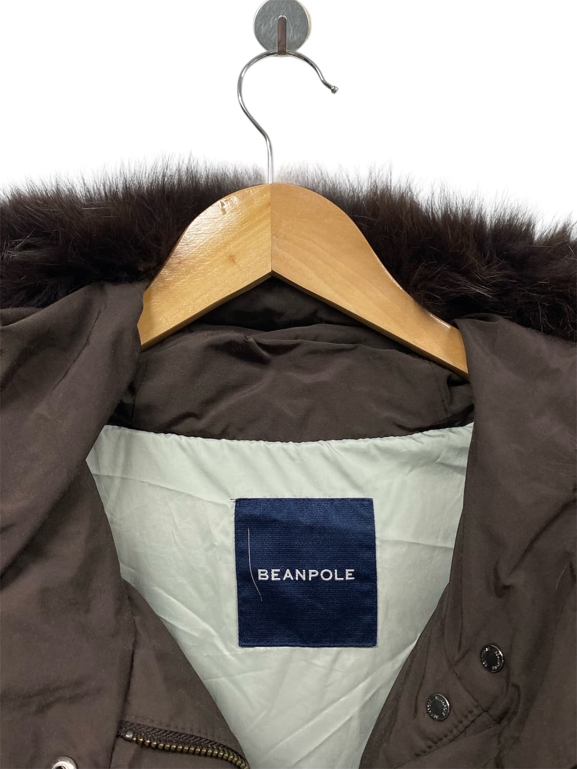 빈폴 여성 여우털 구스 롱패딩(브라운) M  상품이미지4