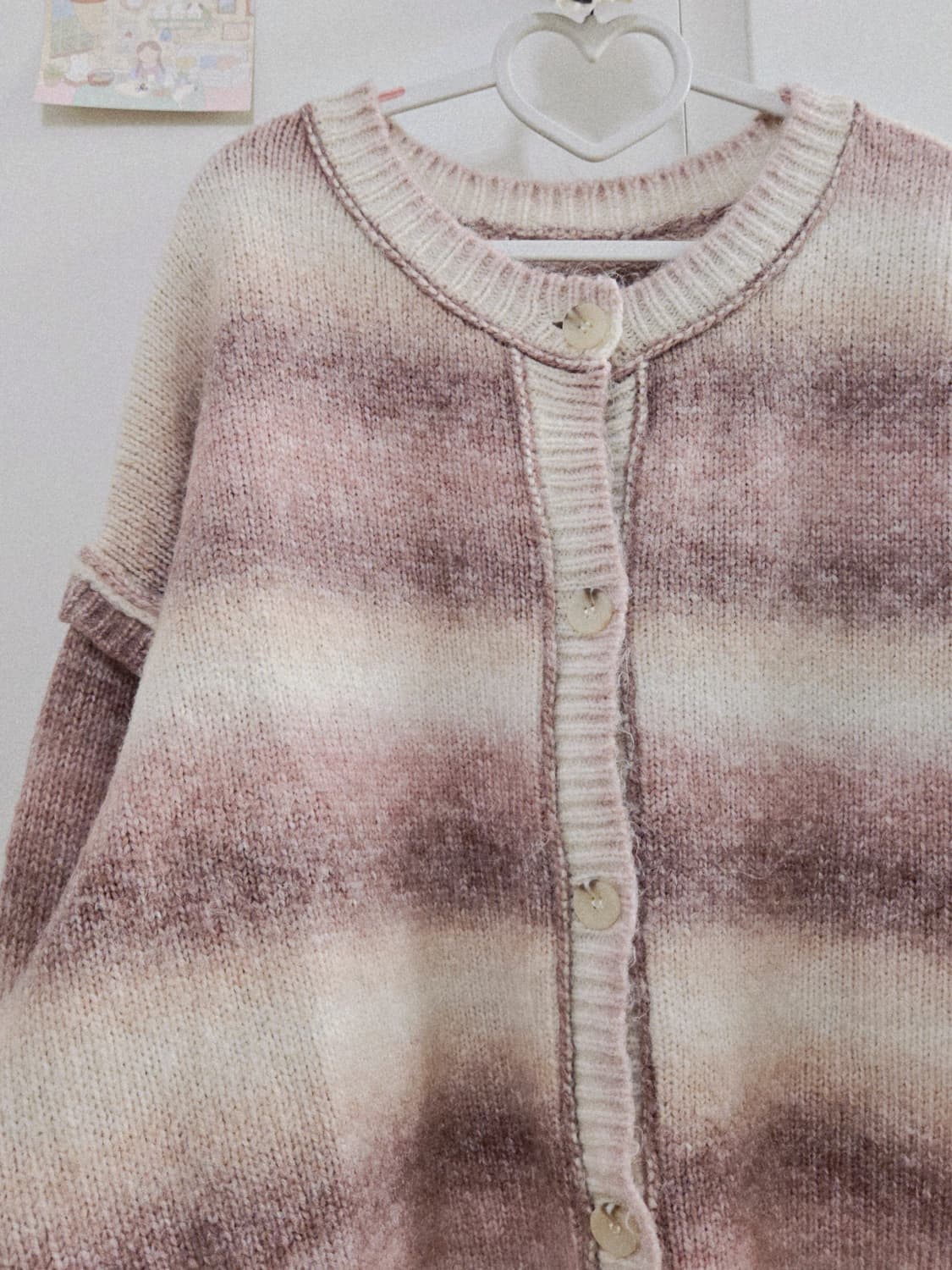 빈티지 모리걸 핑크 그라데이션 니트 가디건 상품이미지2