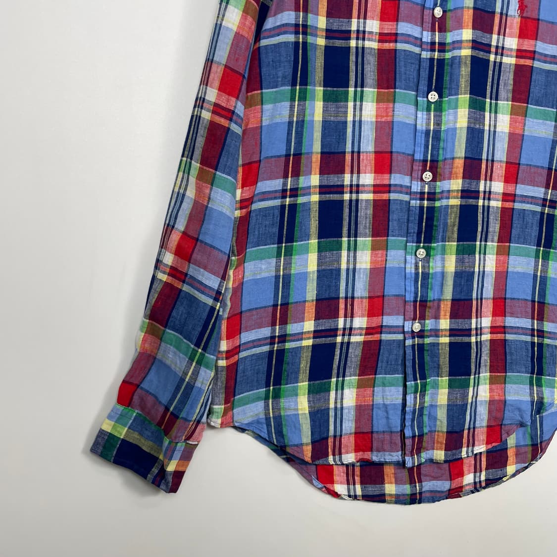 폴로 랄프로렌 린넨 마드라스 체크 셔츠 S 상품이미지3