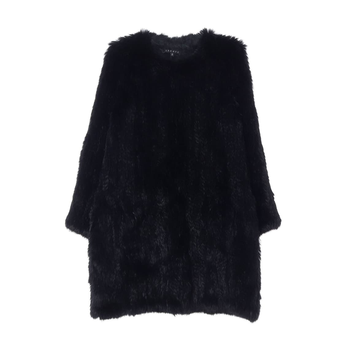 [S]띠어리 토끼털100% 블랙 라운드 모피코트 퍼자켓
 상품이미지1