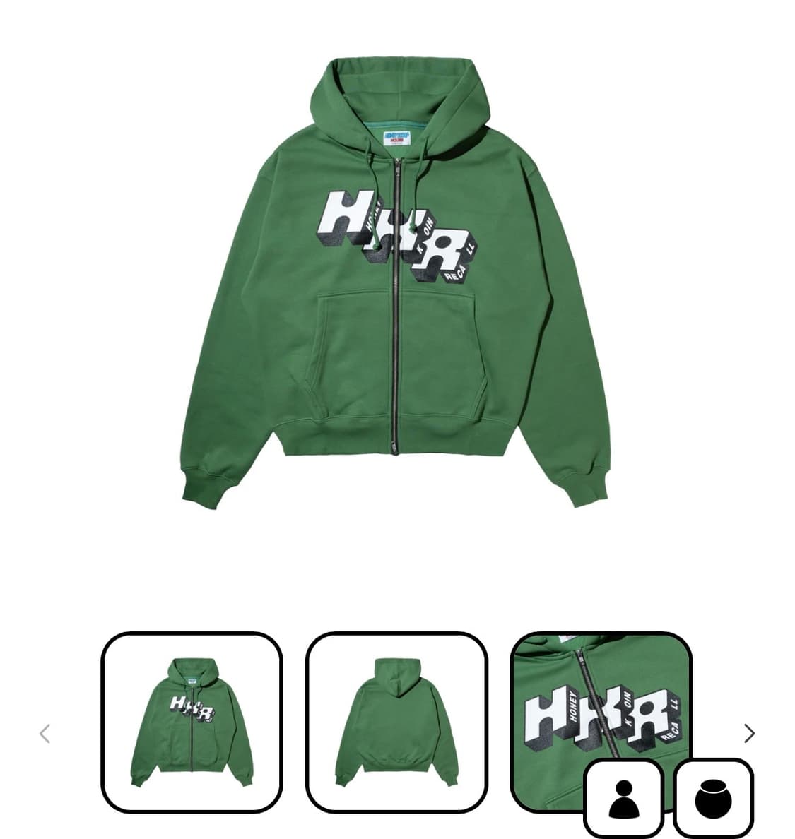 M 허니스쿱하우스x코인서울x리콜 후드집업 그린 상품이미지1