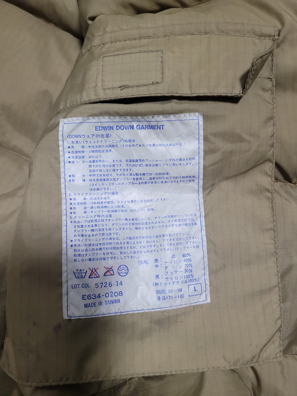 EDWIN 아웃도어 90s 빈티지 다운 패딩 상품이미지6