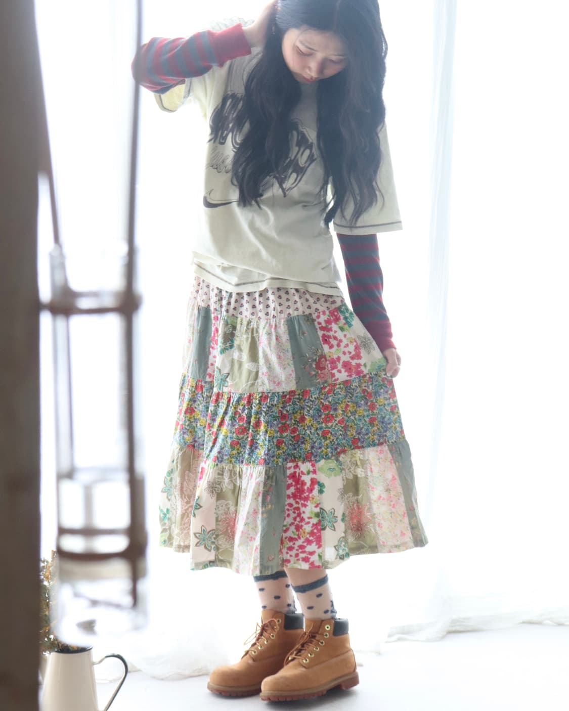 [Beams Boy] Patchwork Floral Skirt 상품이미지8