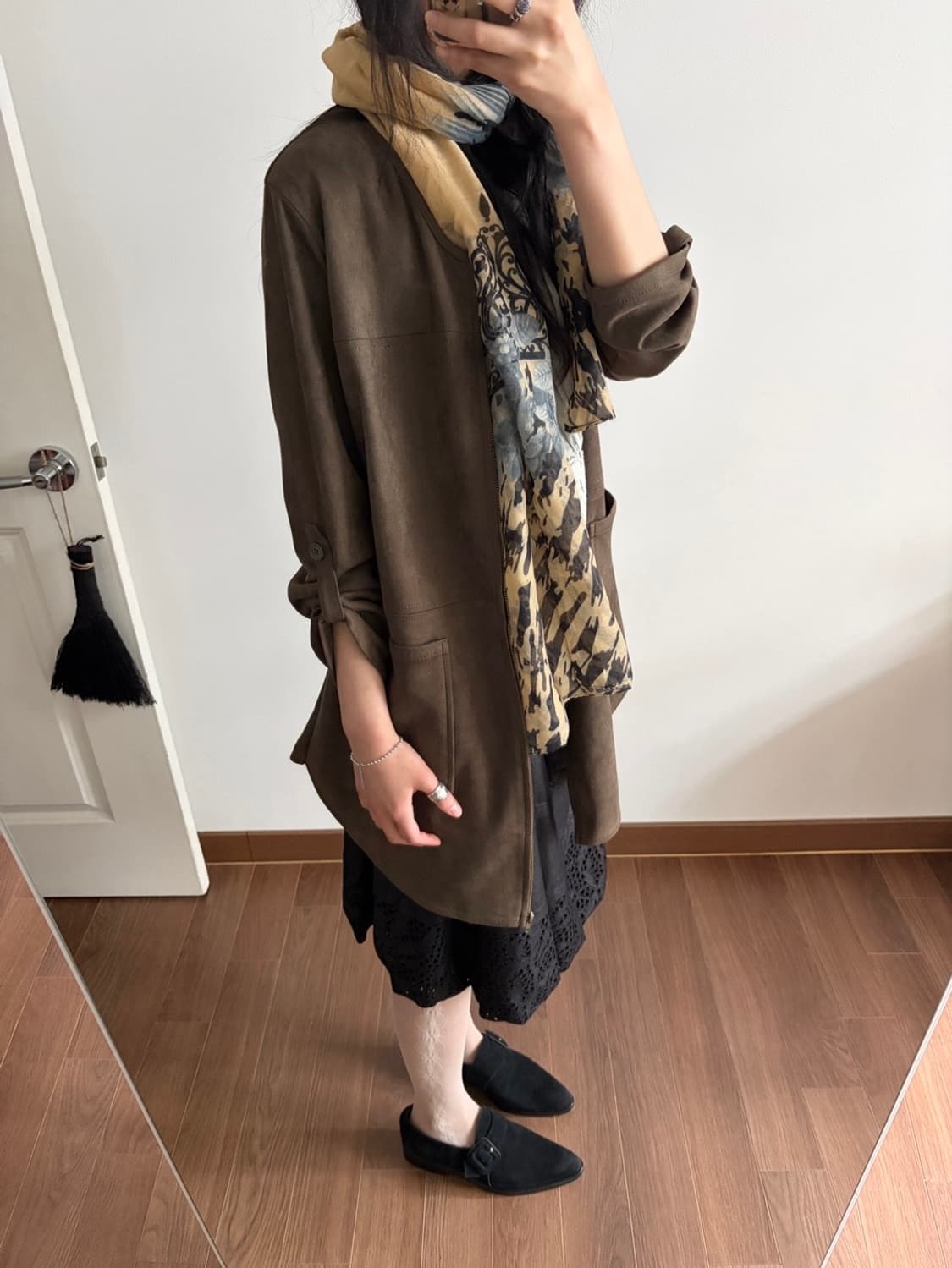 non collar suede zip-up jacket 상품이미지3