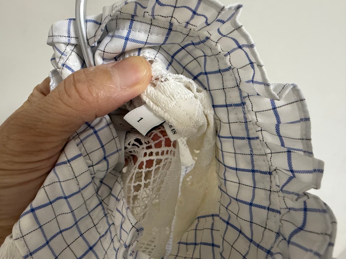 산드로 러플 체크 블라우스 1 상품이미지6