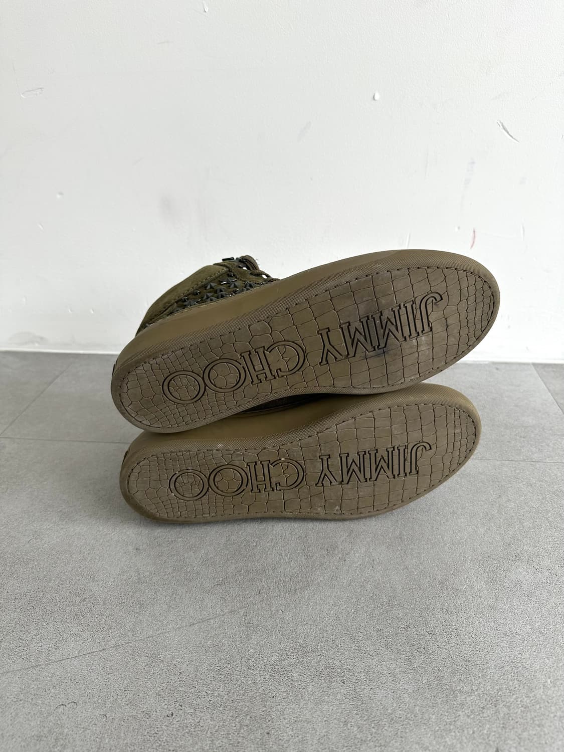 지미추 카키 스타 스터드 레더 하이탑 상품이미지8