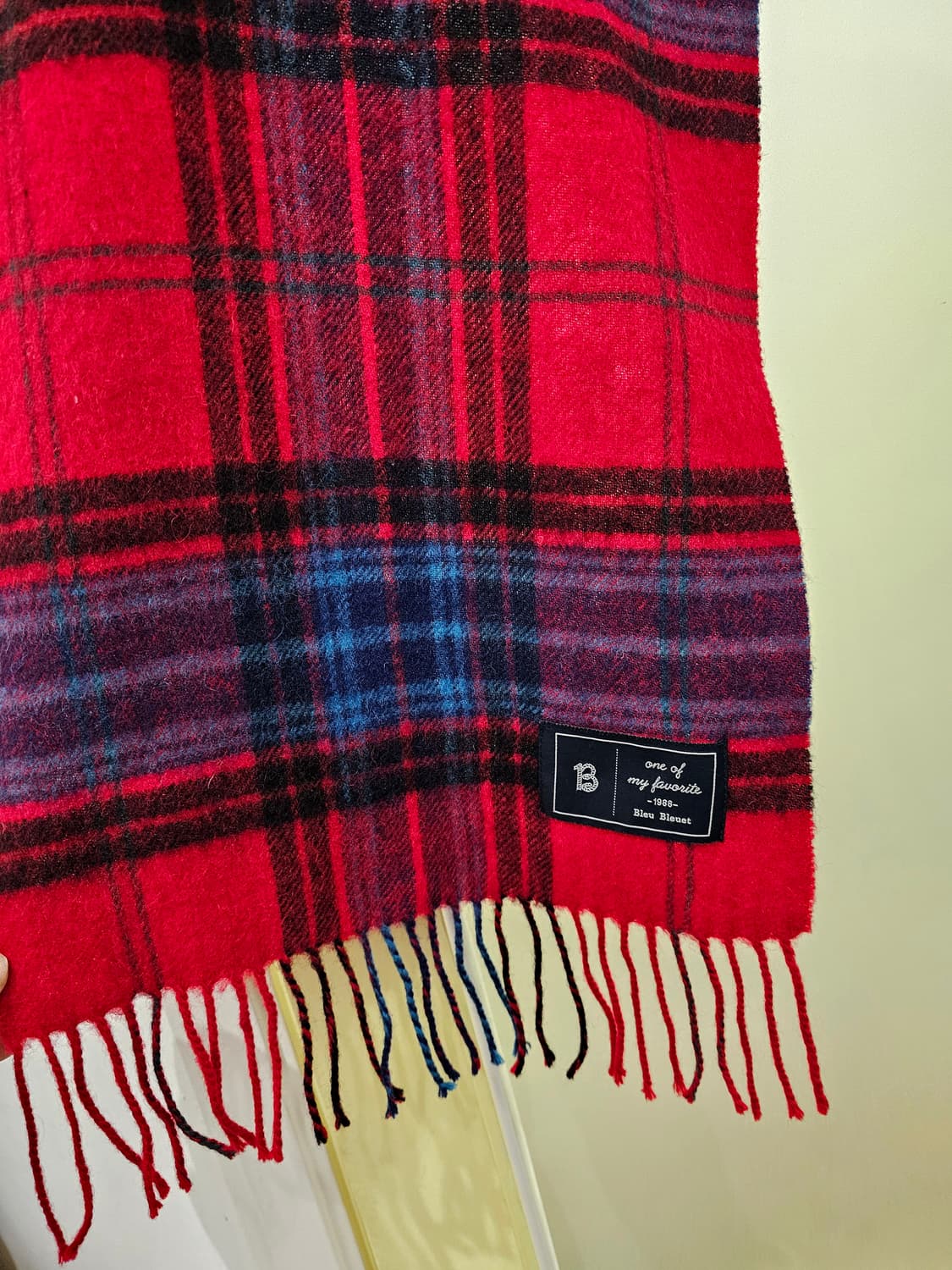 Blue Bleuet 레드 타탄체크 울 머플러 상품이미지3