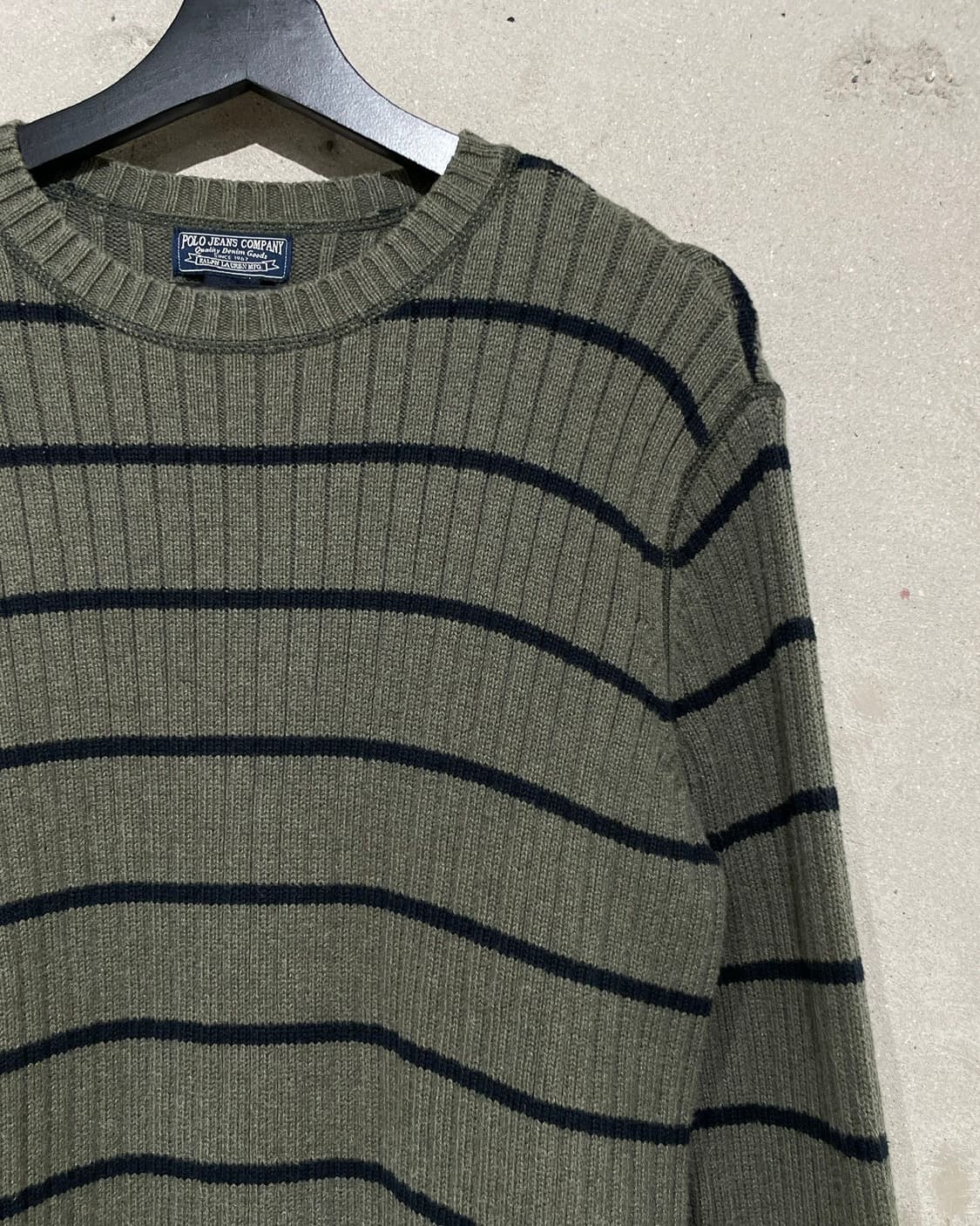폴로 진스 카키 스트라이프 크루넥 니트 상품이미지3