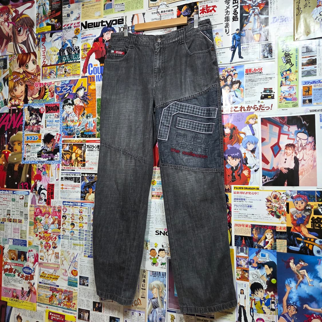 후부 반밴드 체크 로고 그레이 와이드 팬츠 상품이미지2