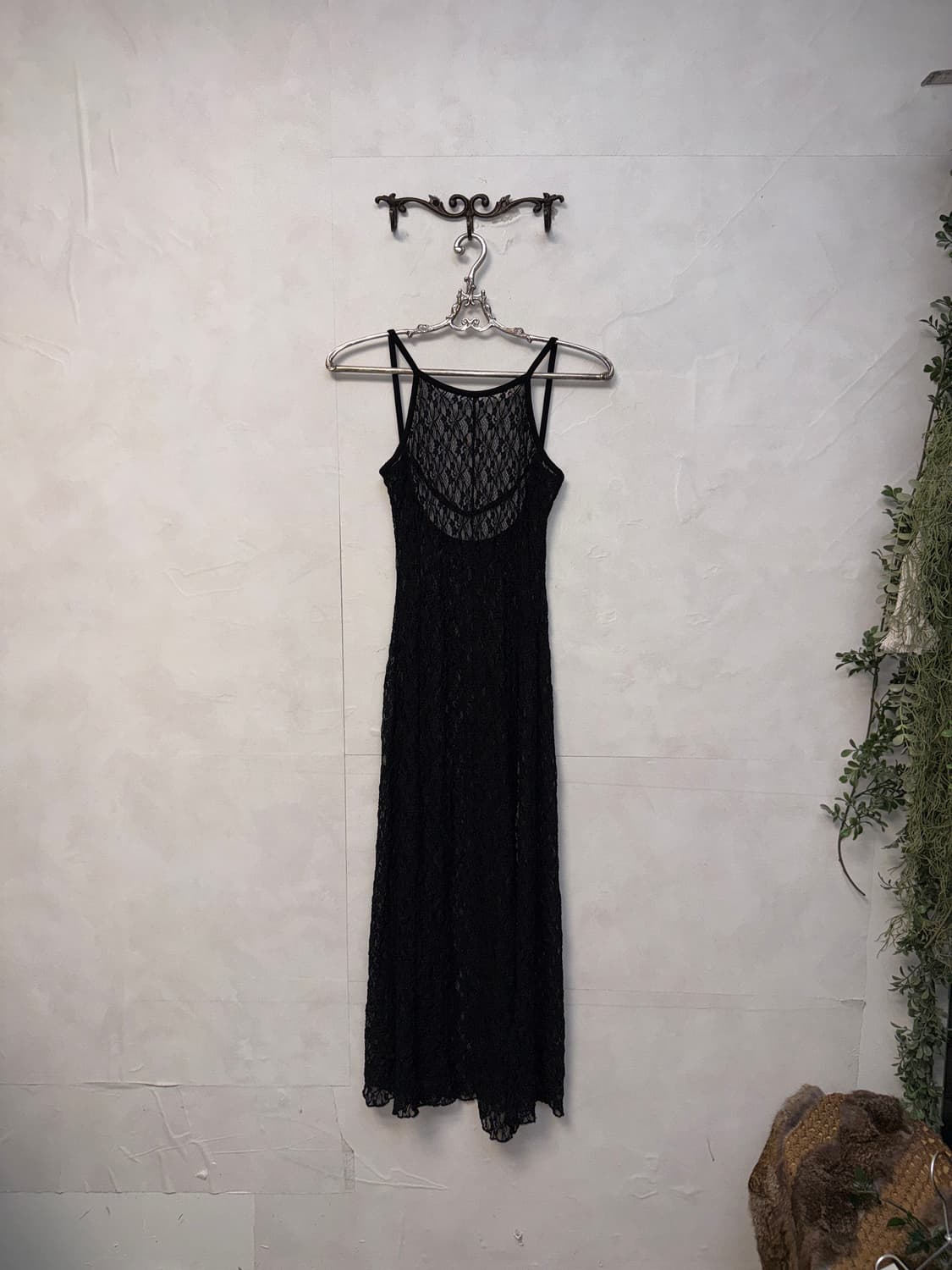 Black side slit floral lace halter ops 상품이미지4