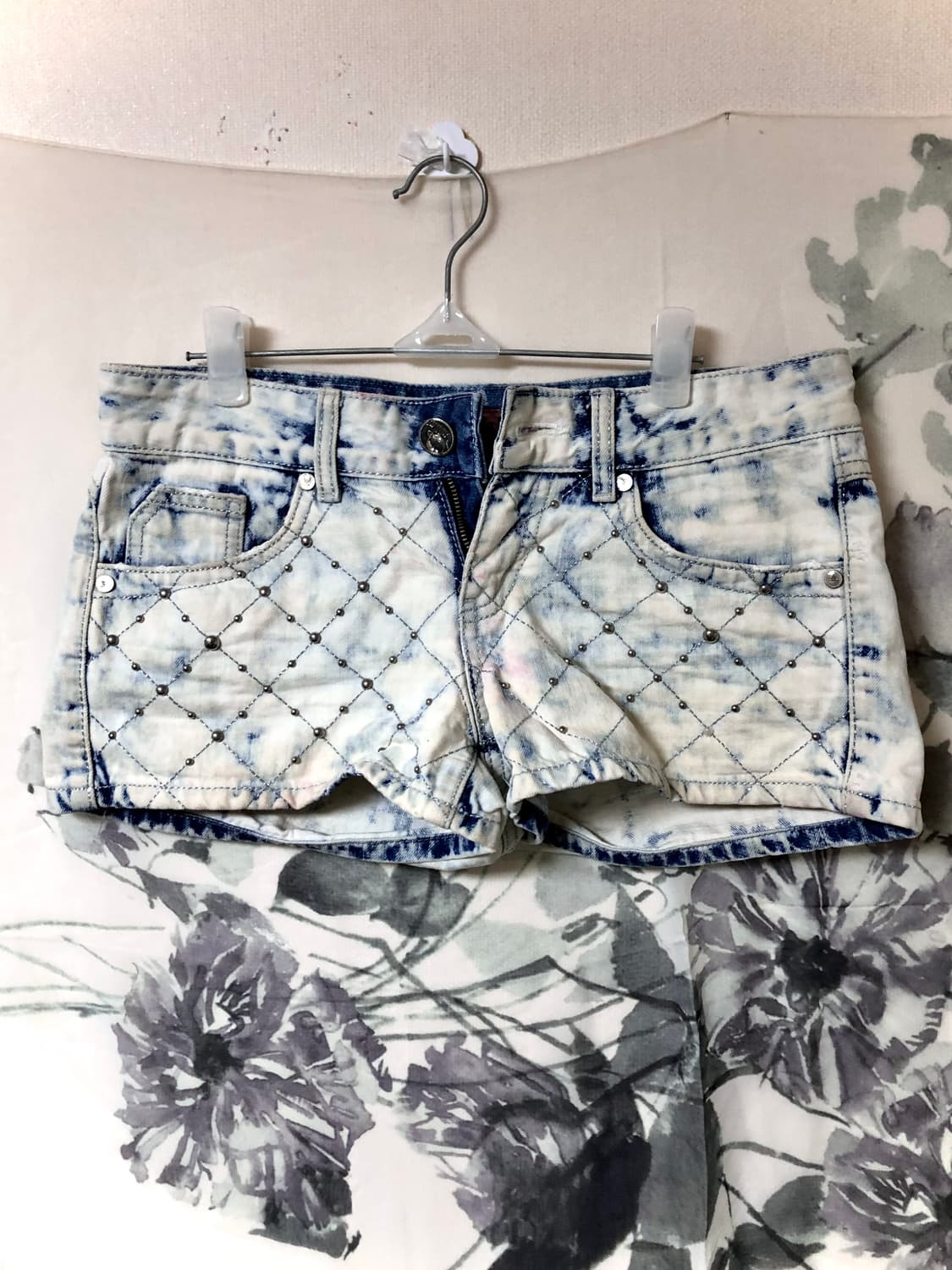 빈티지 스터드 y2k 핫팬츠 청반바지 갸루 하이틴 타이다이 상품이미지2