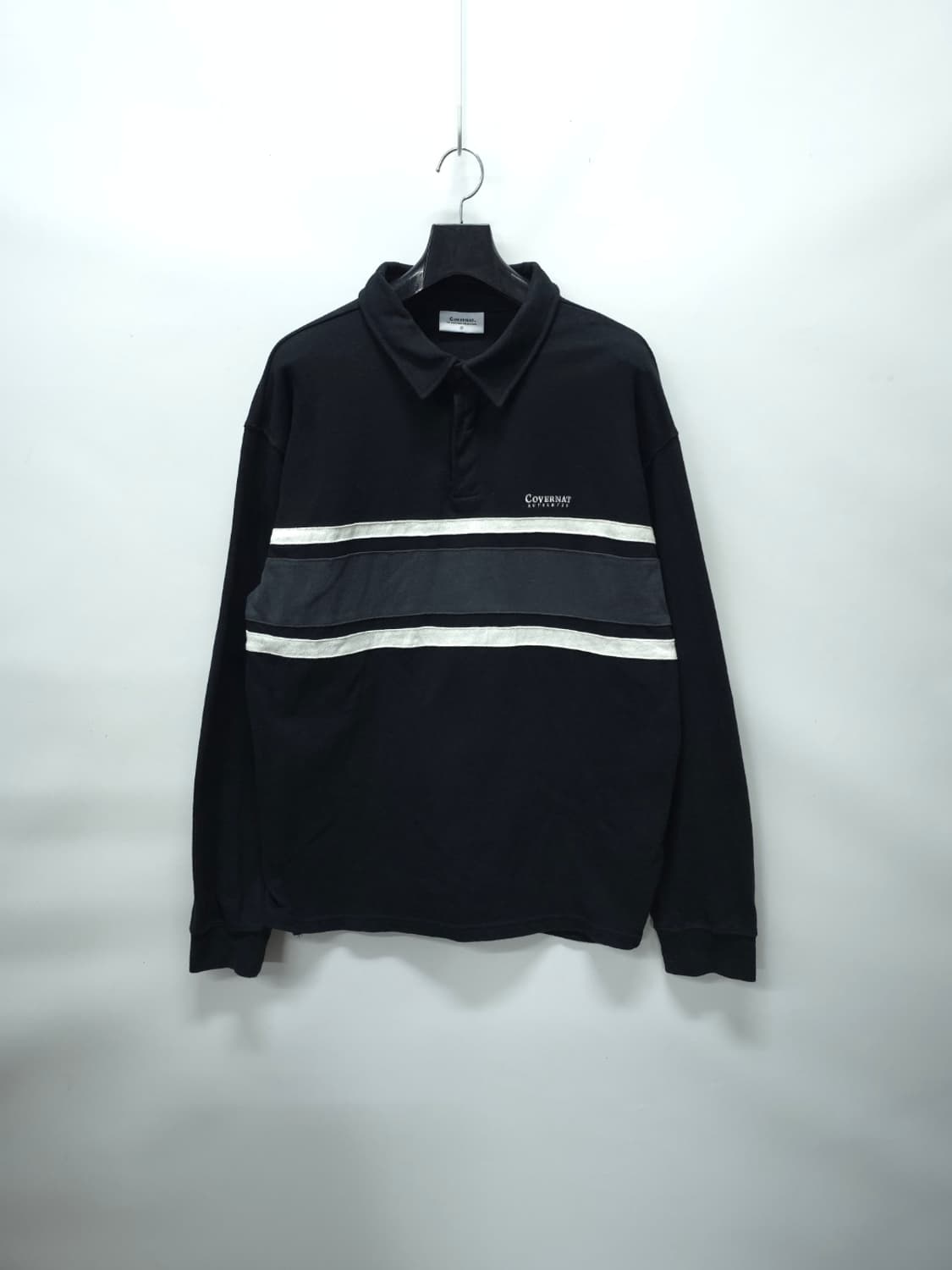 커버낫 스트라이프 배색 카라 맨투맨 (M사이즈) 상품이미지1