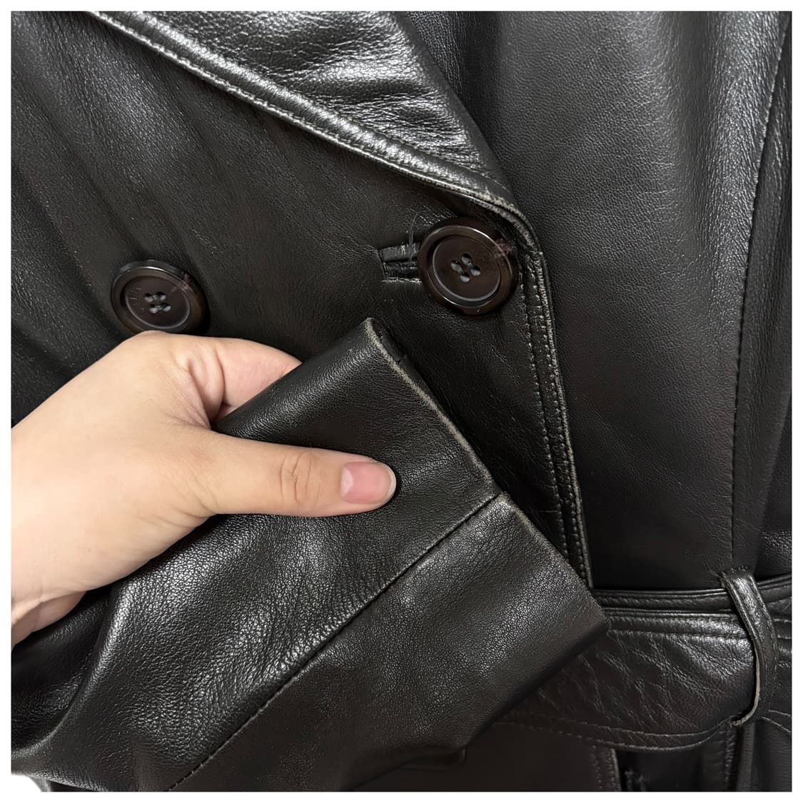 3718 양가죽 누빔 벨트 가죽코트 롱코트 상품이미지5