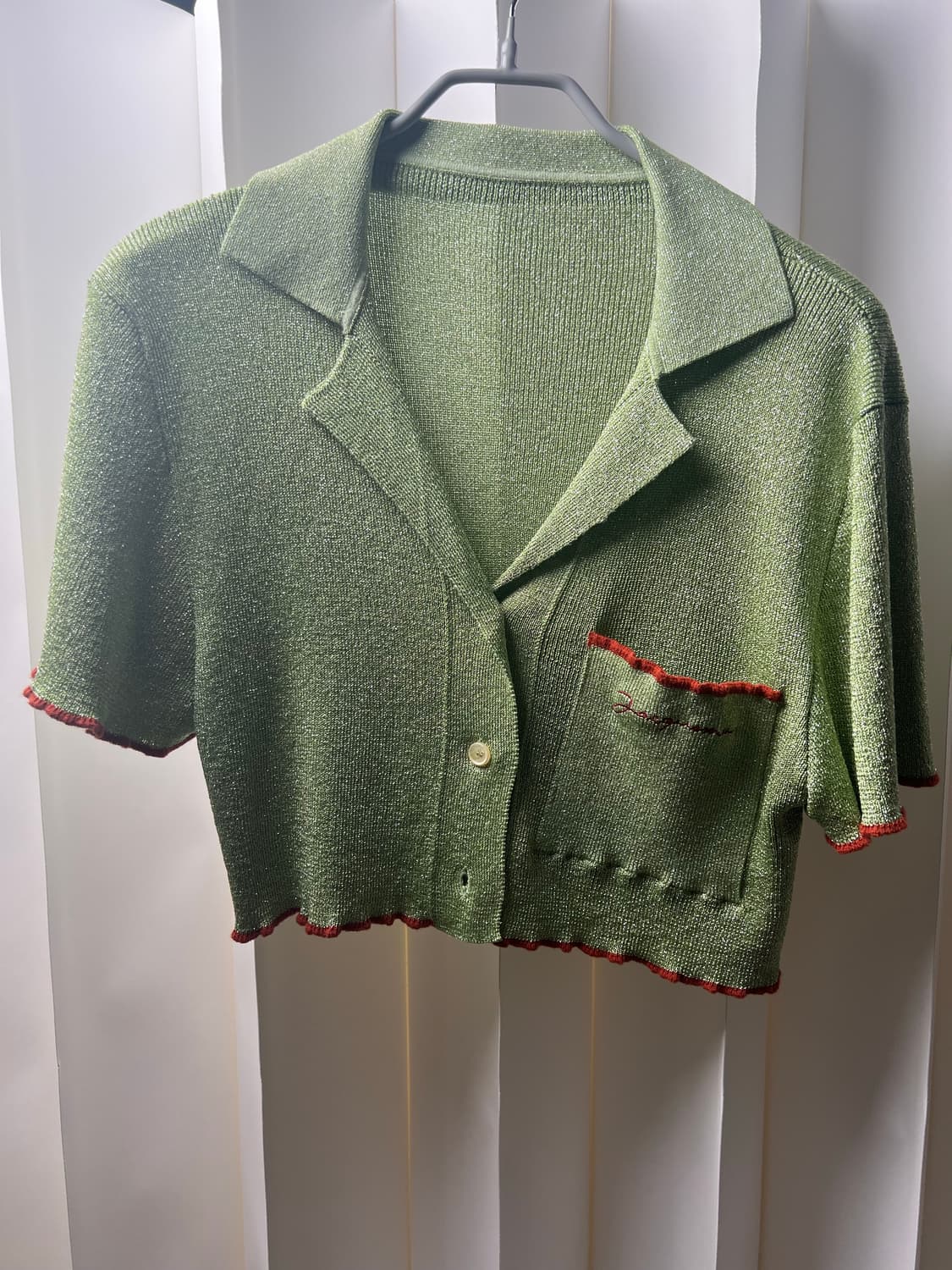 자쿠무스 반팔 니트 가디건 green 상품이미지1