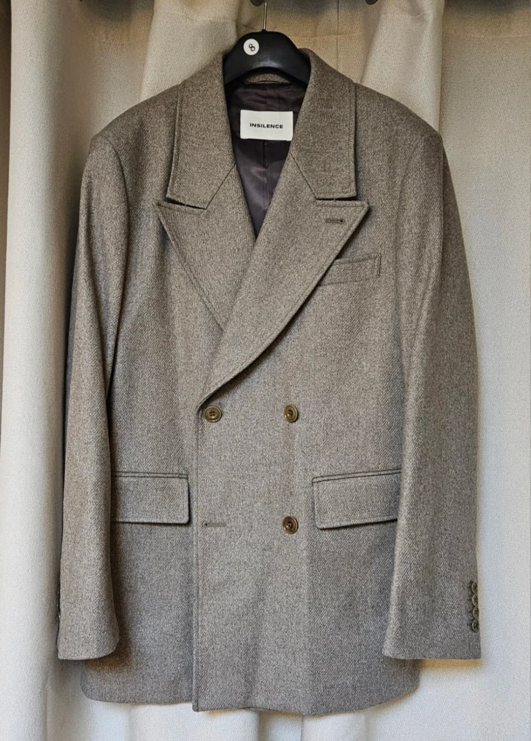 인사일런스 포텍스 더블 브레스티드 롱 블레이저 그레이 베이지(M) 상품이미지1