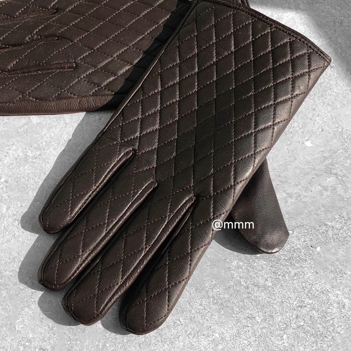 [Unisex] 스마트터치 퀼팅 가죽 장갑 브라운 상품이미지2