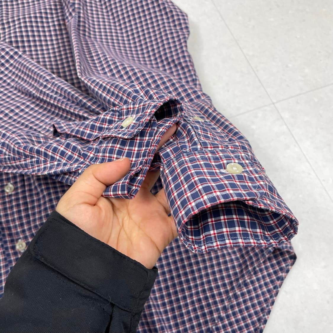 폴로 랄프로렌 네이비 레드 체크 버튼다운 클래식핏 셔츠 L 상품이미지5