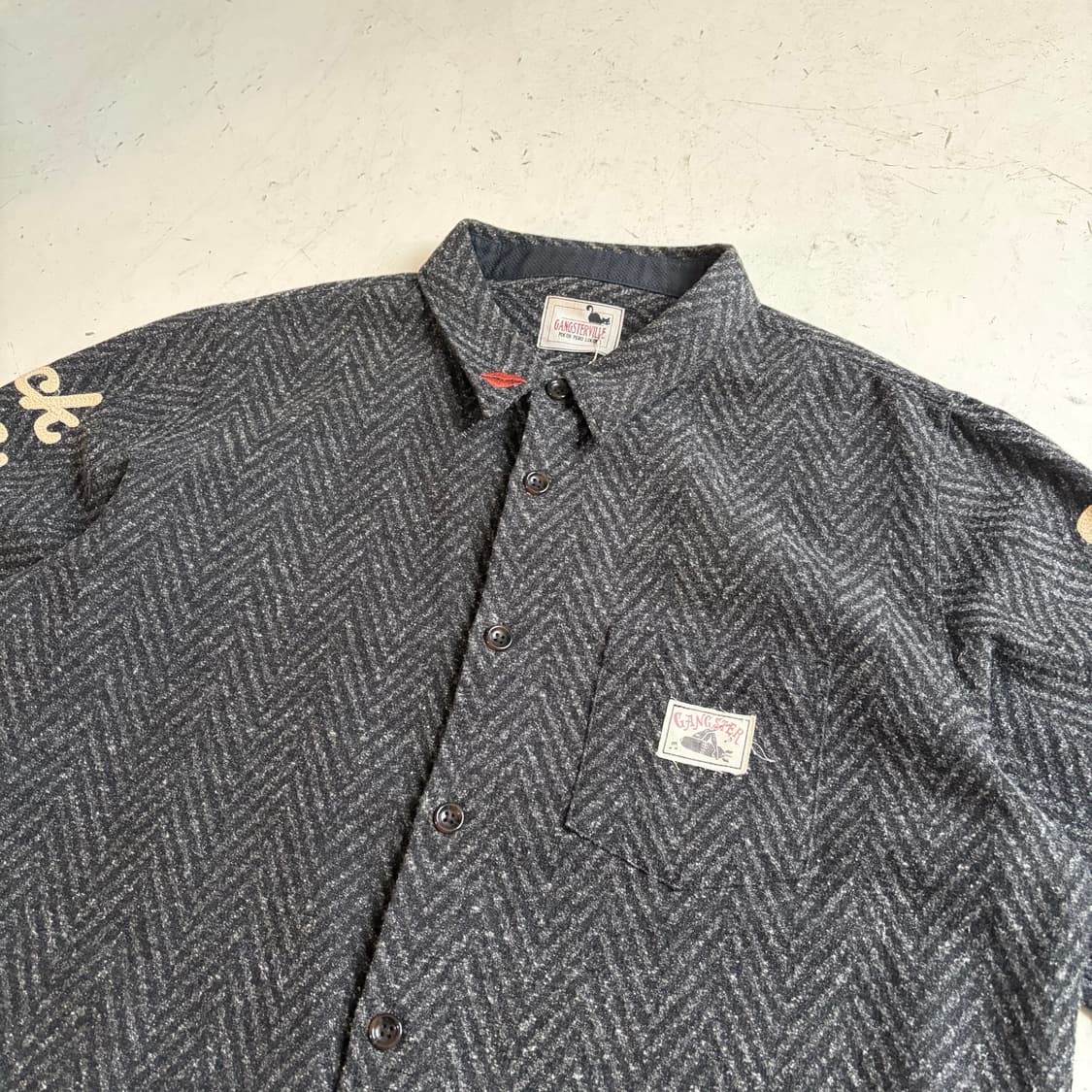 갱스터빌 빈티지 헤링본 셔츠 L 상품이미지4