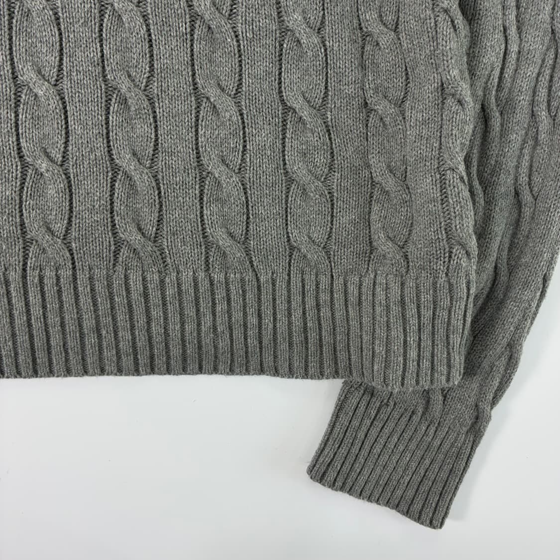 Polo  폴로 랄프로렌 자수 코튼 그레이 꽈배기 니트  상품이미지4