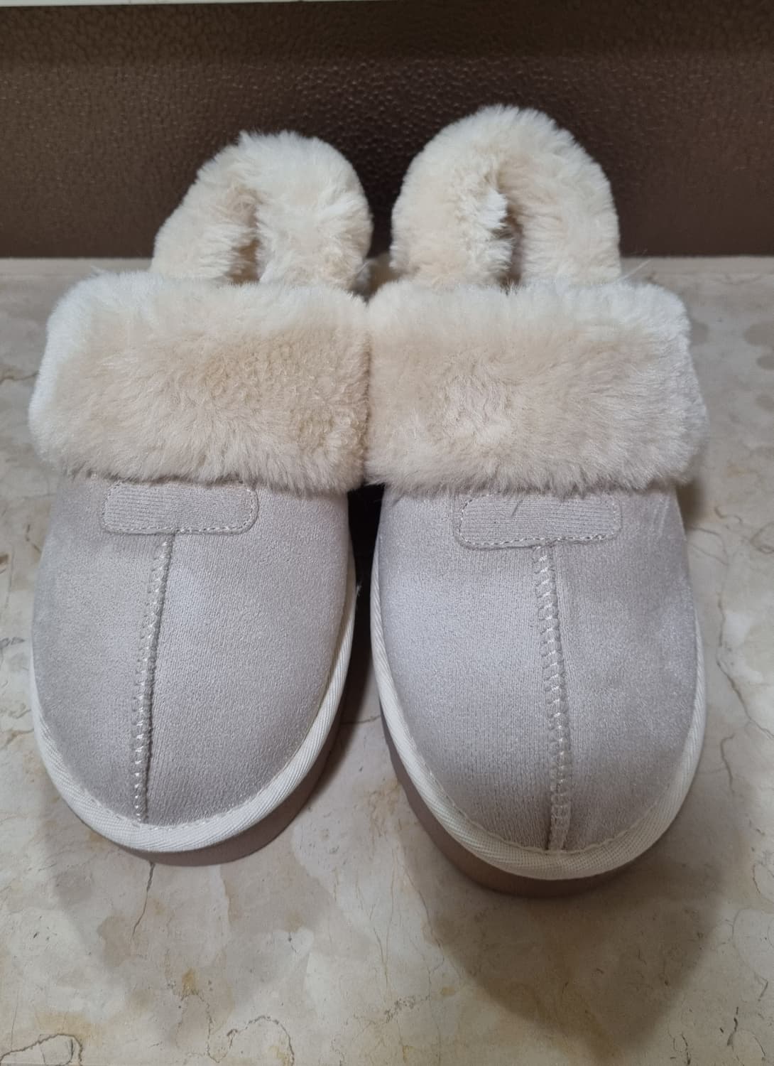 슈펜 신세틱 스웨이드 투웨이 플랫폼 웜샌들 아이보리 털 슬리퍼 상품이미지3