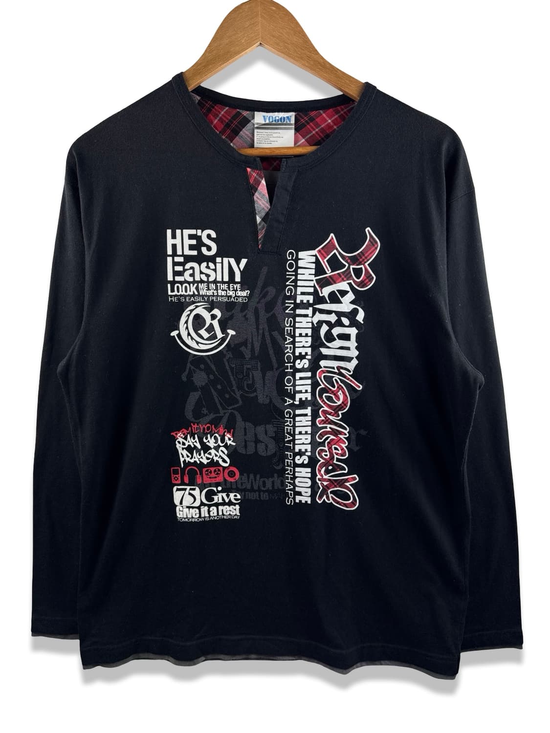 JPN Y2K 레터링 레이어드 롱슬리브2594 상품이미지1