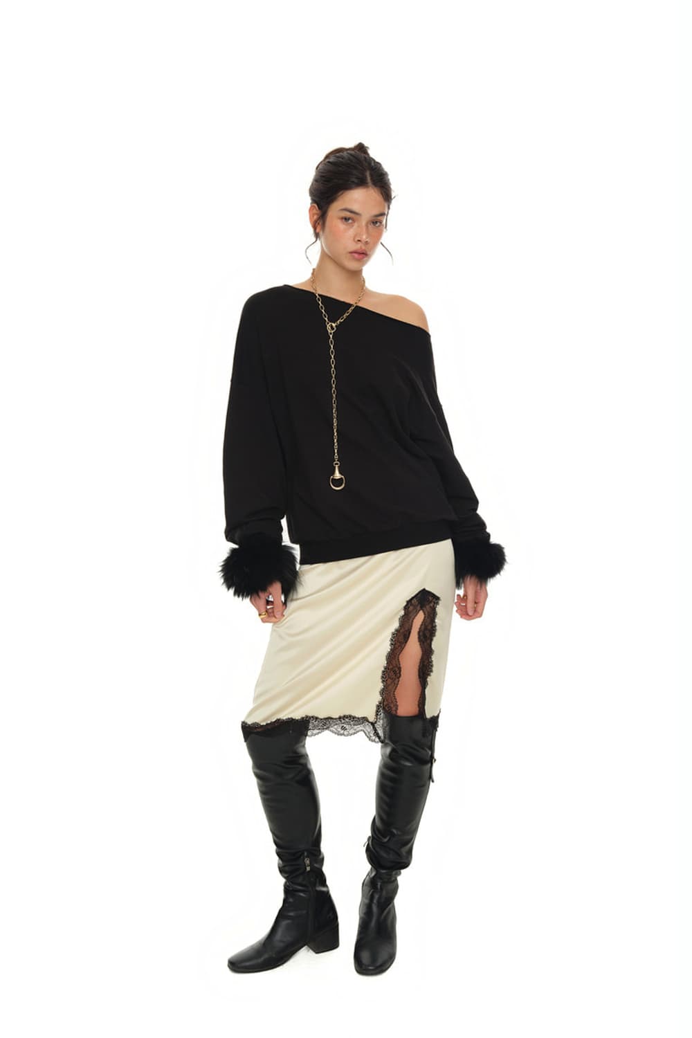 투머치택스 레이스 미디 스커트 (레몬) 상품이미지3