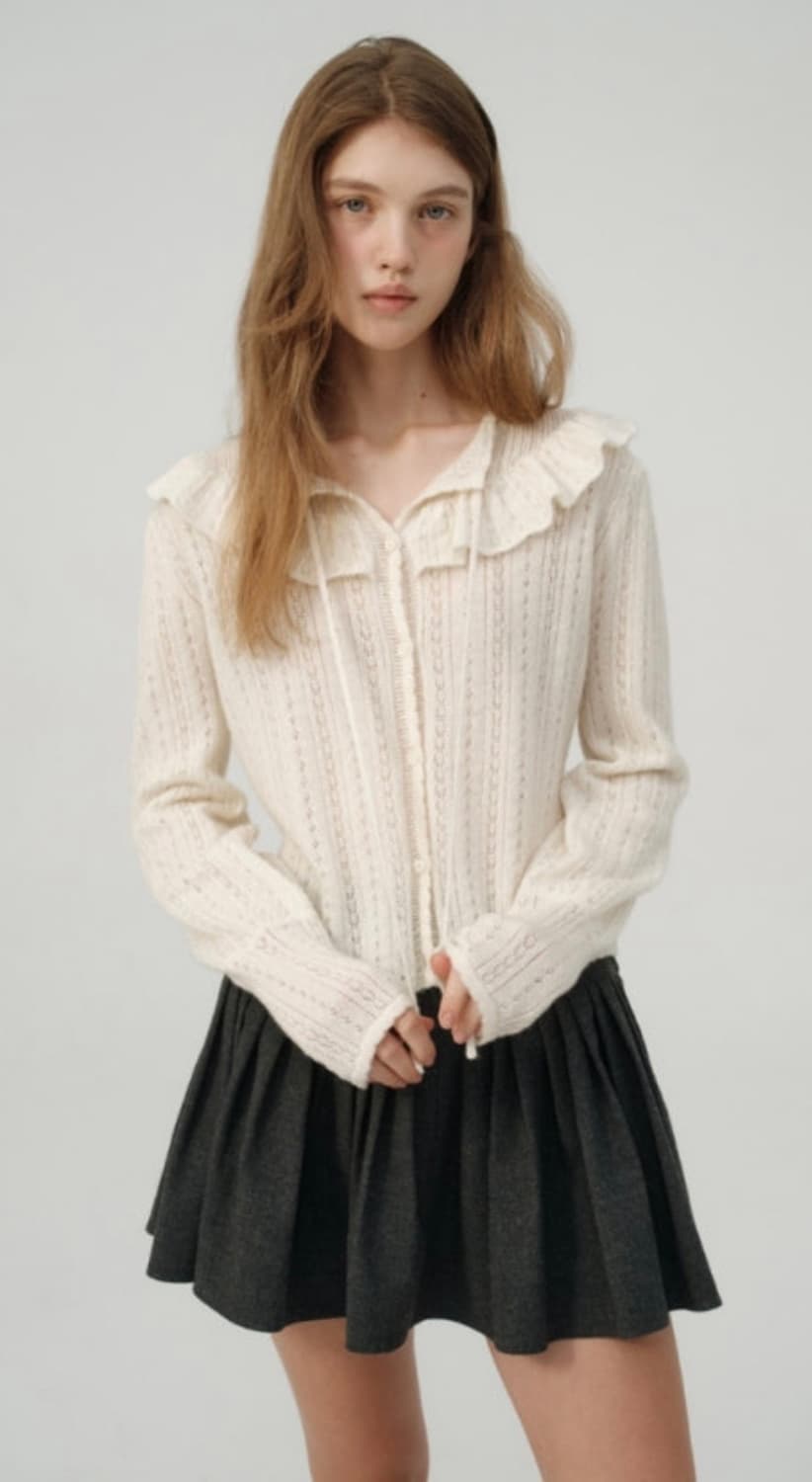 더바넷 Finni Pointelle Knit Cardigan 상품이미지3