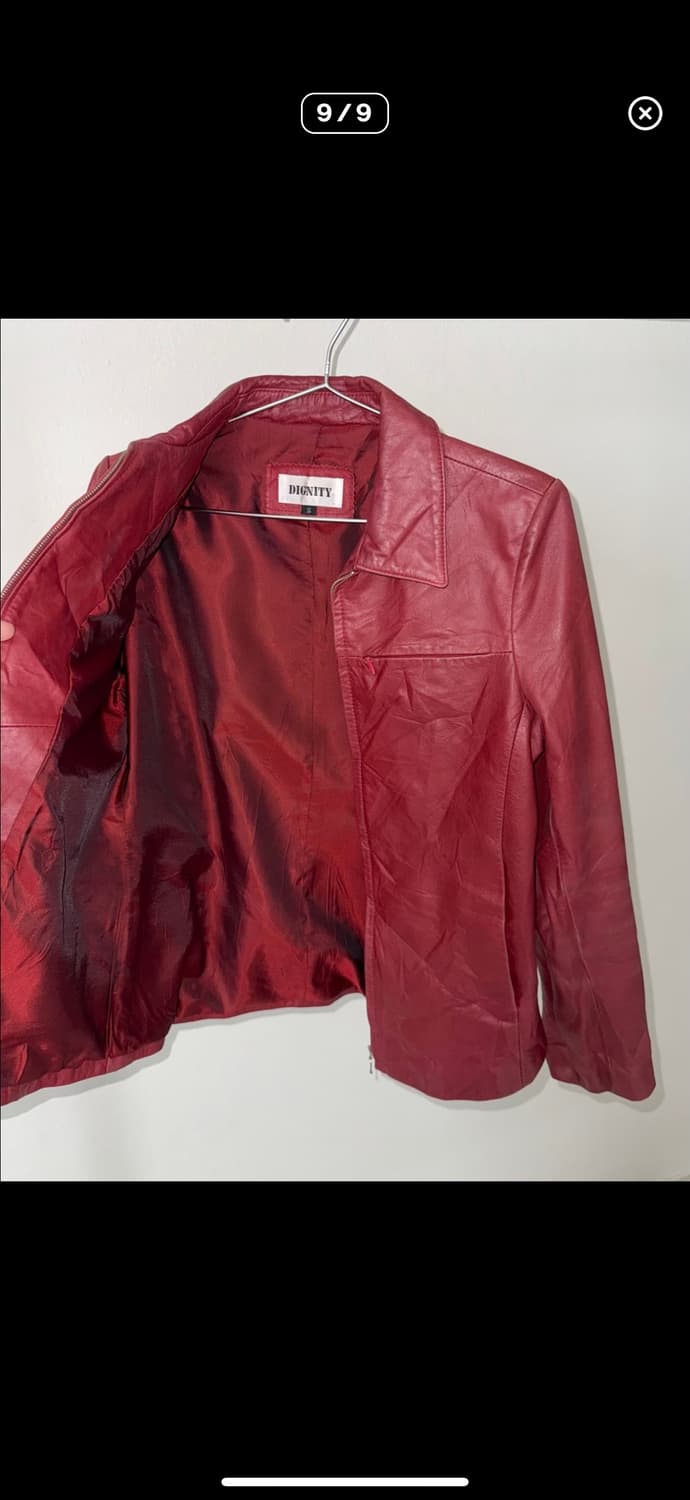 빈티지 레드 레더 자켓  상품이미지9