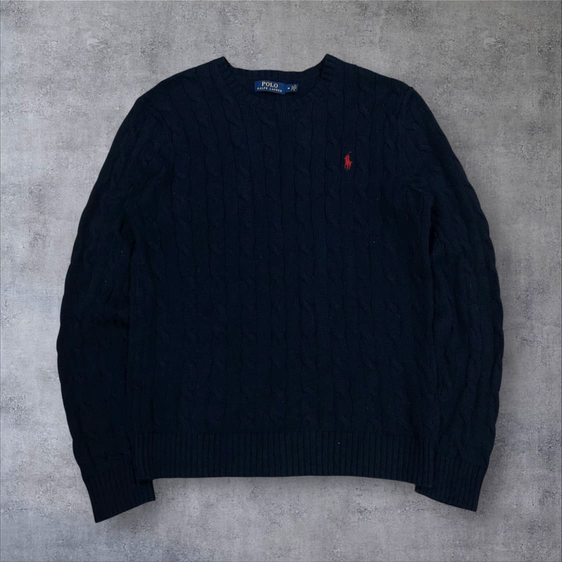 폴로 랄프 로렌 네이비 컬러 스몰 포니 꽈배기 니트 상품이미지1