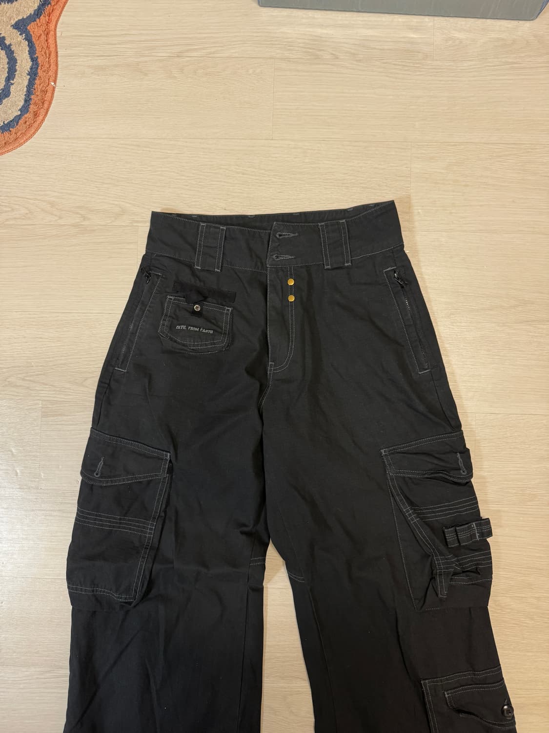 배드블러드 Devil From Earth블랙 카고 와이드 팬츠 상품이미지1