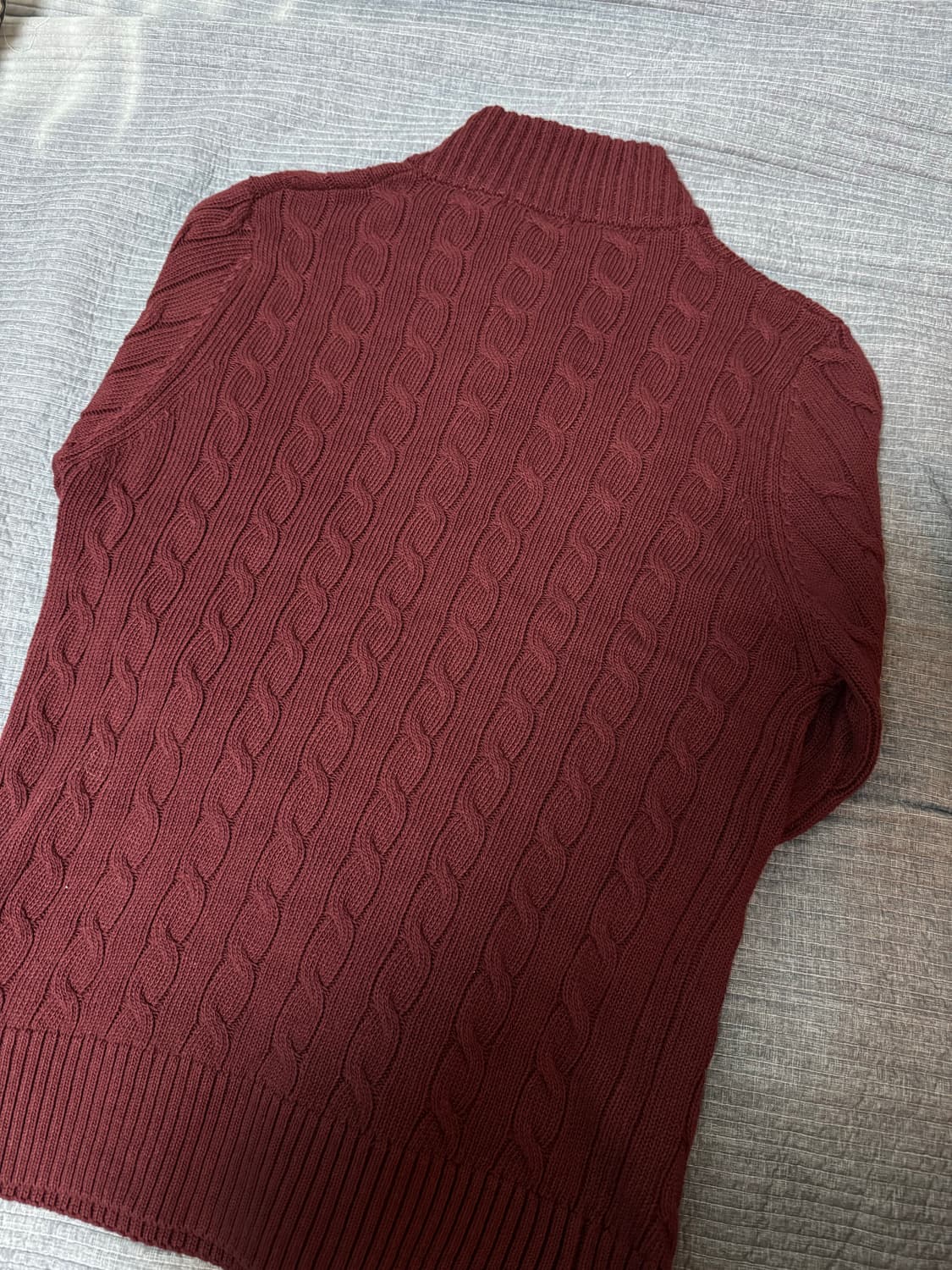 새상품 정품 폴로 버건디 케이블 니트 쿼터집업 반집업 상품이미지3