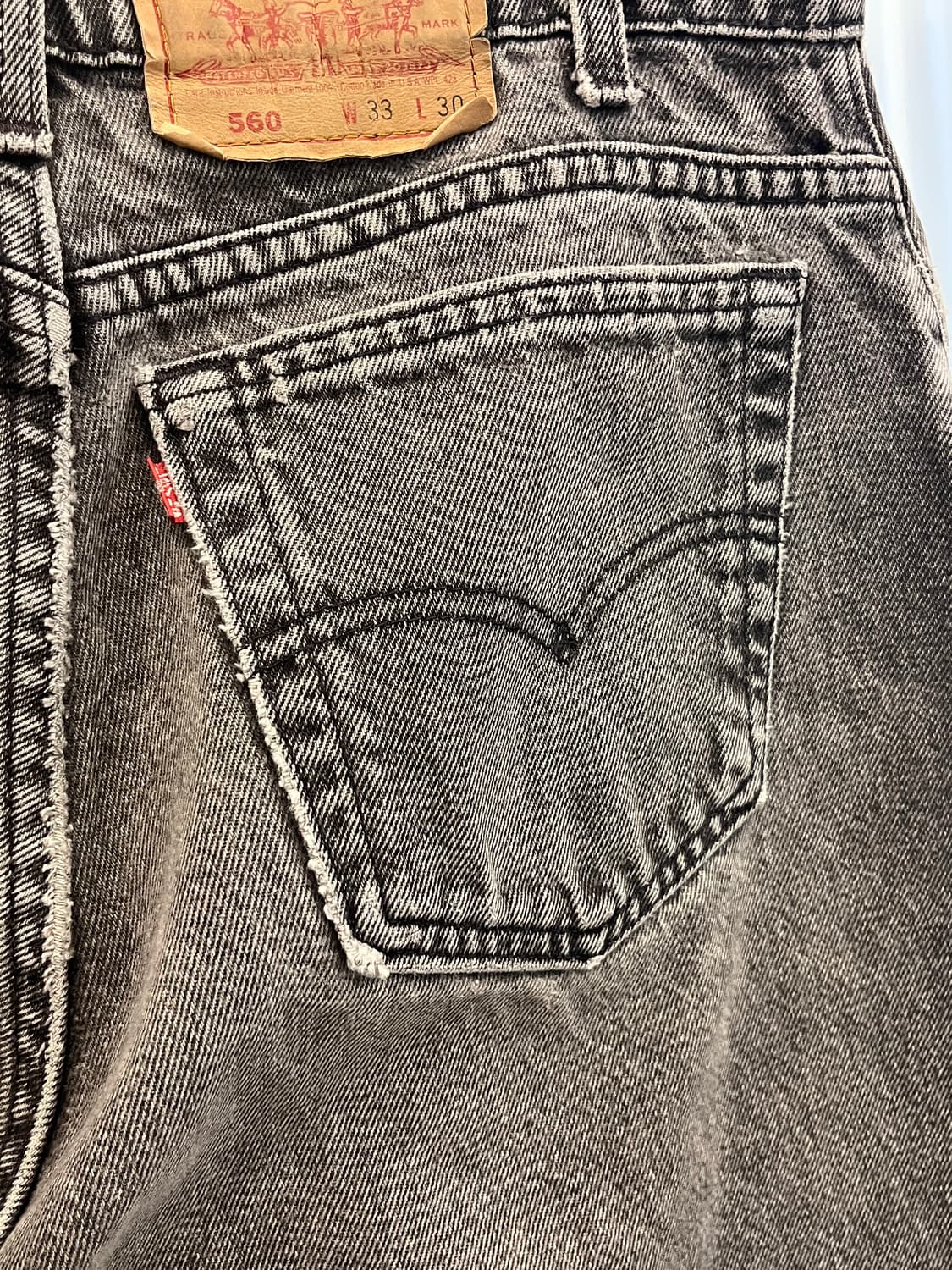 90s Levis 리바이스 560 흑청 컷오프 데님 쇼츠 팬츠 (USA) 상품이미지7