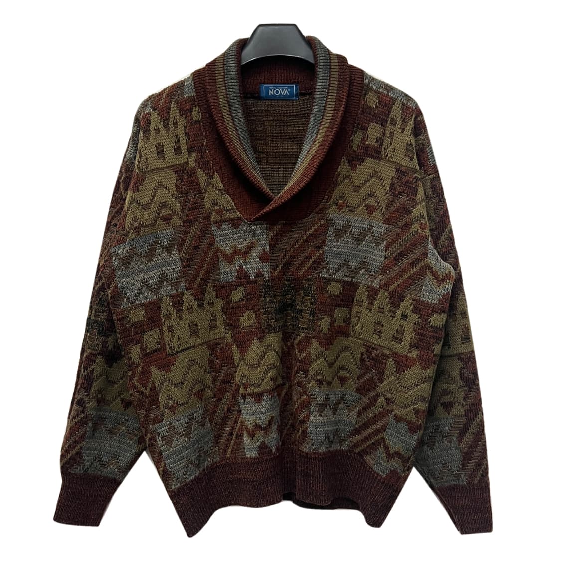 90s NOVA 노바 아카이브 패턴 숄카라 스웨터 L~XL 상품이미지1